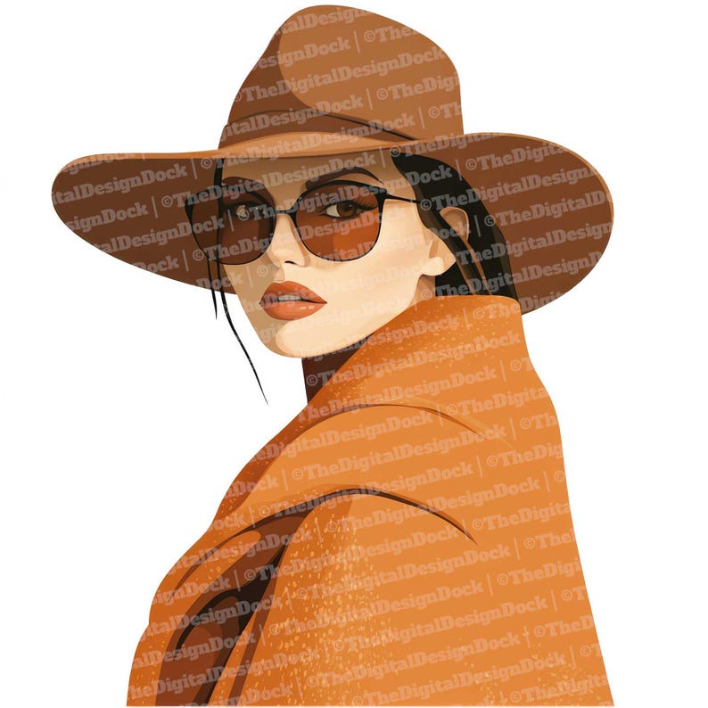 Autumn Woman Illustration Clip Art, 12x Woman Hat Clipart Set, Autumn