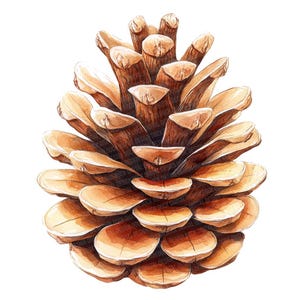 Pine Cone PNG Clipart, 12x Watercolor Pinecone Clip Art Set, Printable Rustic Forest Clip Art, Paper Crafts, Digital Download, Junk Journal