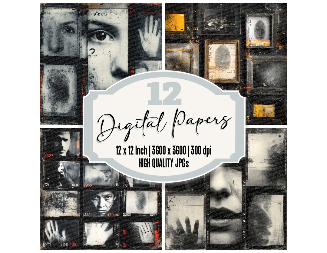 Smart Contact Paper File 12x Contact Sheet Junk Journal Paper Digital Paper Pack Smudge Frames ...