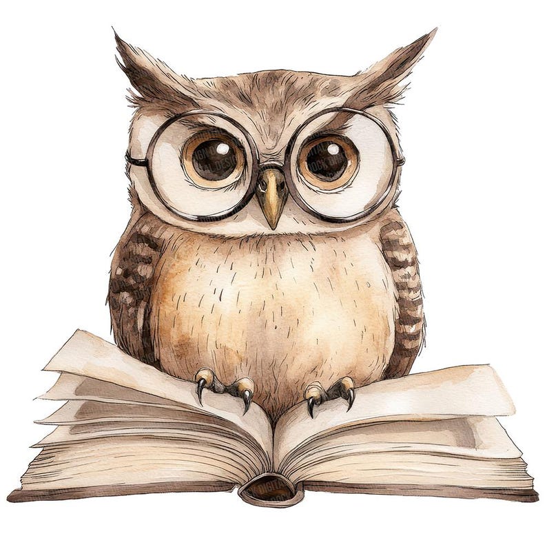 Owl PNG Clipart, 12x Book Reading Owls Clip Art Set, Printable ...