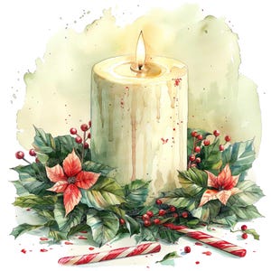 12 velas de menta, velas navideñas en acuarela, imágenes prediseñadas imprimibles, manualidades de papel, arte de pared, descarga digital, revistas basura