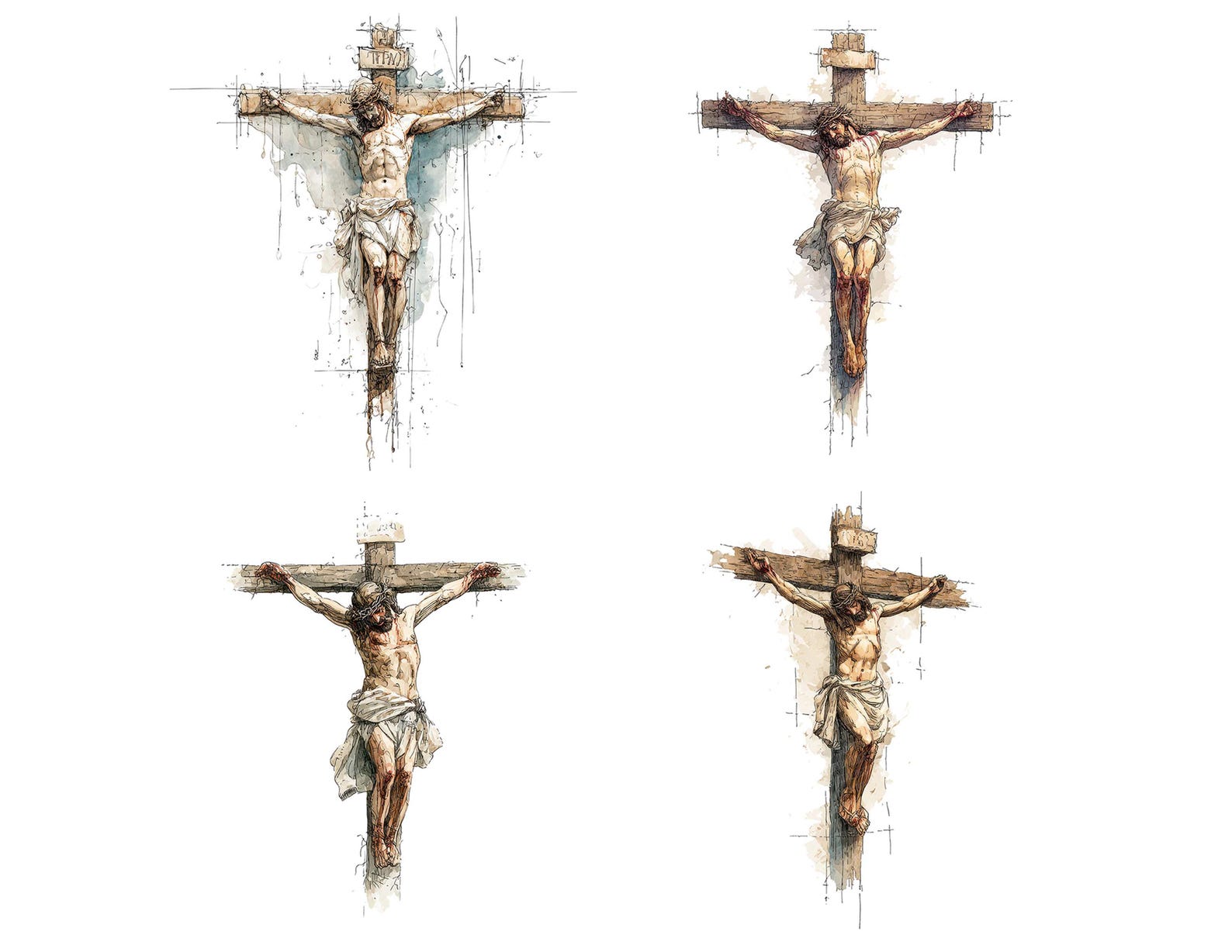 Jesus Cross PNG Clipart, 12 Crucifixion Clip Art Set, Printable ...