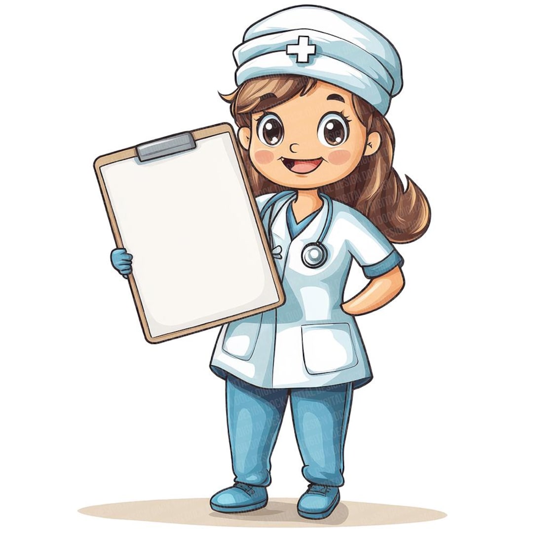 12x Nurse With Clipboard PNG Clipart, Medical Worker Clip Art Set ...