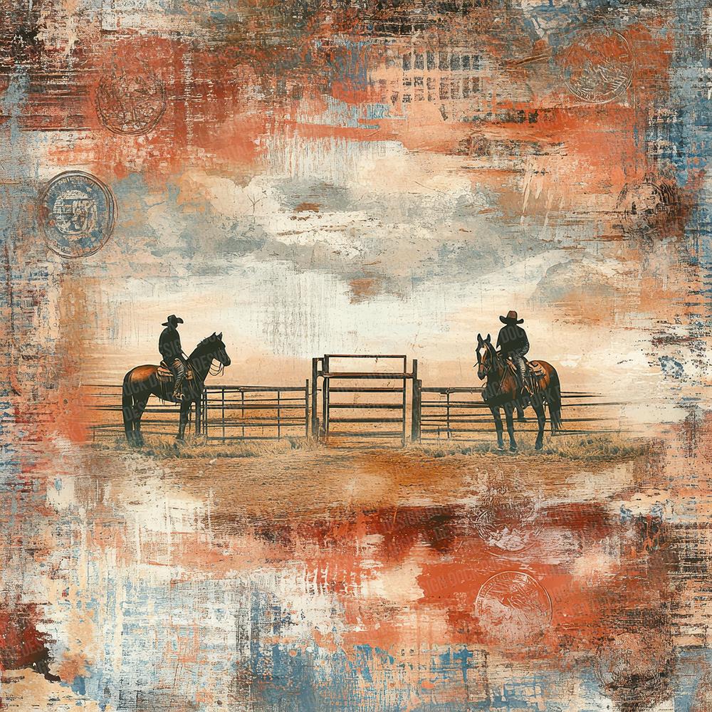 Rustic Rodeo Scrapbook Paper 12x Rodeo Hat Rope Junk Journal Paper Western Cowboy Design High ...