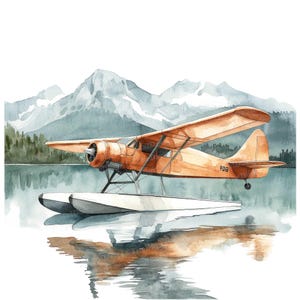 12x Clipart di idrovolanti ad acquerello, arte aeronautica vintage, clipart stampabili, JPG di alta qualità, download digitale, scrapbooking, clipart di idrovolanti