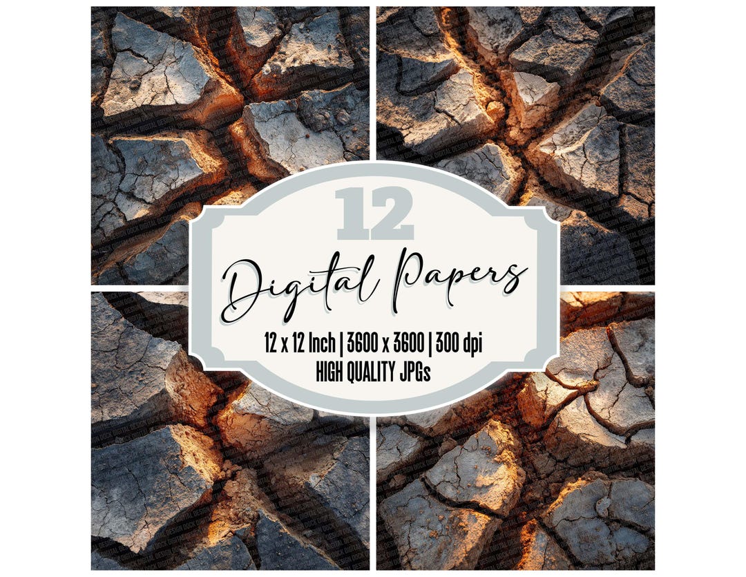 12x Cracked Mud Junk Journal Paper Distressed Earth Textures Digital ...