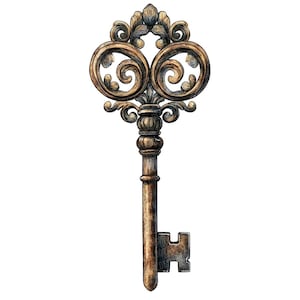 12 antiche chiavi PNG Clipart, arte di chiavi ornate vintage, clipart di alta qualità, download digitale stampabile, lavori di carta, immagini di diario spazzatura