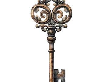 12 Antique Key PNG Clipart, Vintage Ornate Keys Art, High Quality Clip Art, Printable Digital Download, Paper Crafts, Junk Journal Images