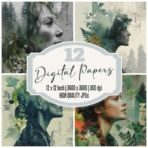 12x Oregon Forest Junk Journal Papier Botanische Digitales Papier Pack Wildblumen Hintergründe Hochwertige JPGs Scrapbook Papier