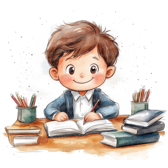 12 School Boy Clipart, Watercolor Studying Child, Cute Classroom Art, High  Quality JPG, Digital Download, Paper Craft, School Child Clipart - Etsy UK