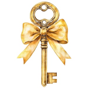 12x Vintage Gold Key Clipart, Akwarele Dekoracyjne Klucze, Wysokiej Jakości JPG, Pobieranie Cyfrowe, Tworzenie Kartek, Papiery Cyfrowe, Akwarele Clipart
