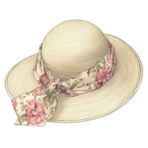 12x Clipart PNG di cappelli estivi floreali, set di clipart di cappelli di paglia ad acquerello, accessori di moda stampabili, PNG trasparenti, download digitale JPG