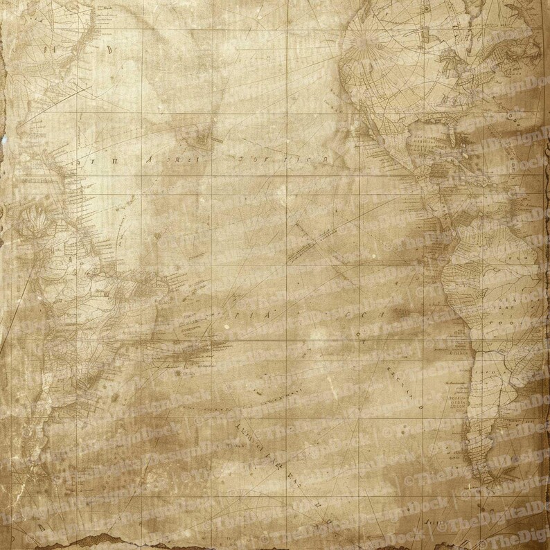 12x Vintage Map Junk Journal Paper, Antique Navigation Digital Paper