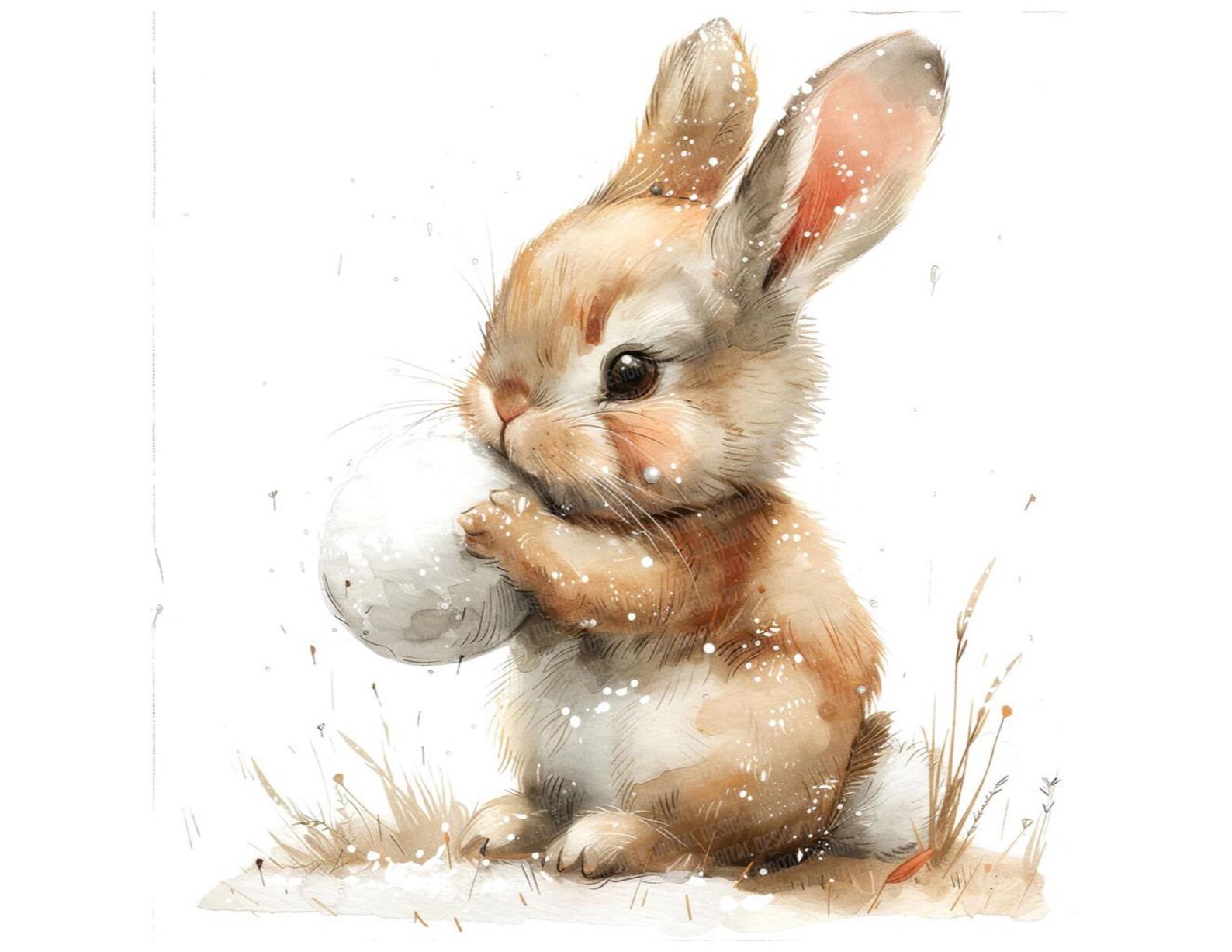 Winter Bunny PNG Clipart, 12x Cute Snowball Rabbit Clip Art Set ...