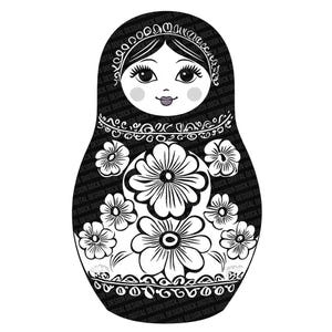 Matriochka poupée PNG Clipart, 12 x poupée gigogne russe noir et blanc Clip Art, Illustration d'art populaire, clipart imprimable, téléchargement numérique