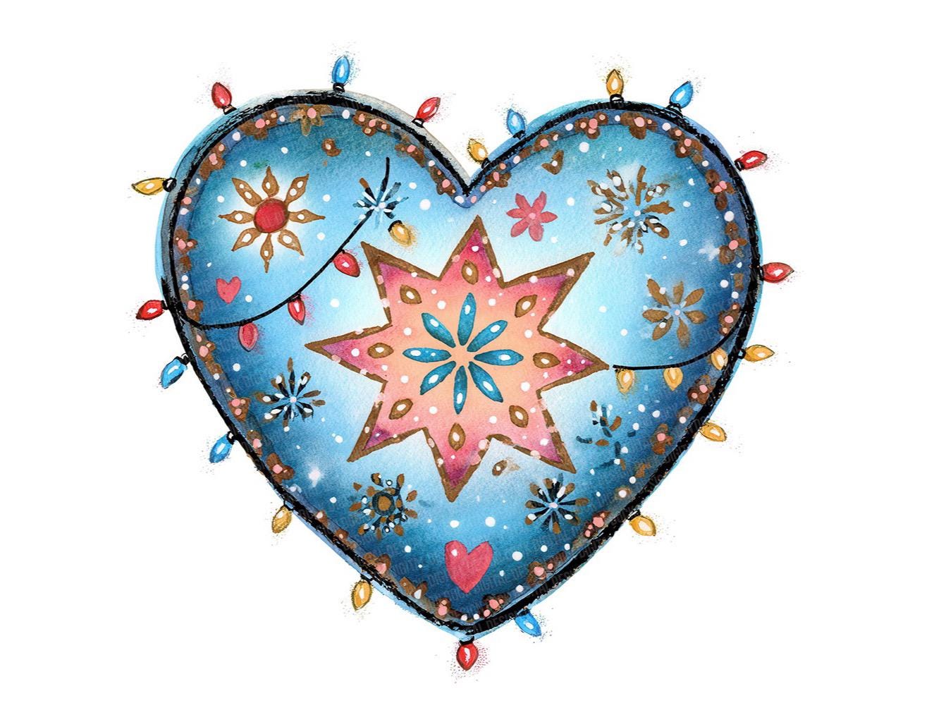 Festive Lights Christmas Heart PNG Clipart, 12x Holiday Heart Clip