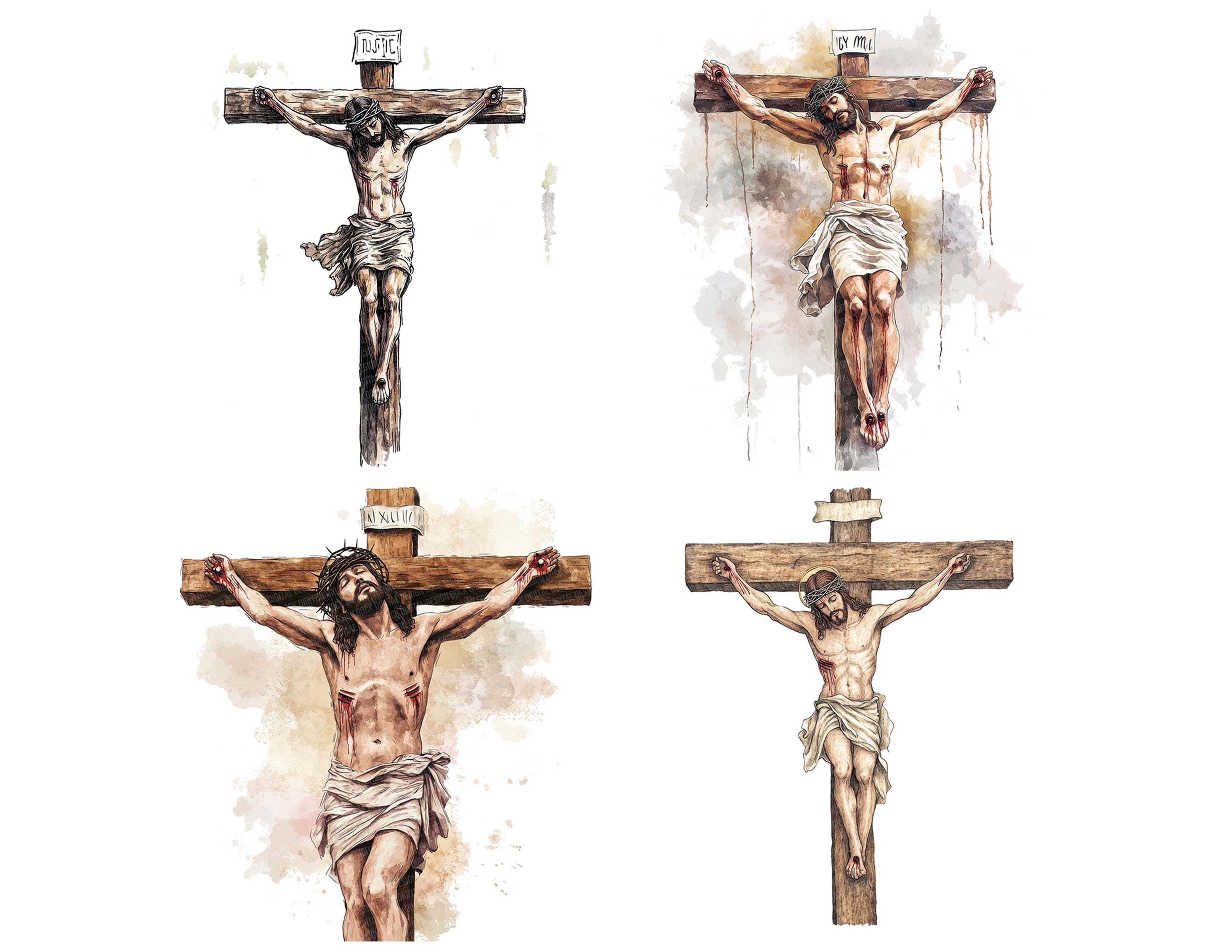 12 Jesus on the Cross PNG Clipart, Watercolor Crucifixion Clip Art ...
