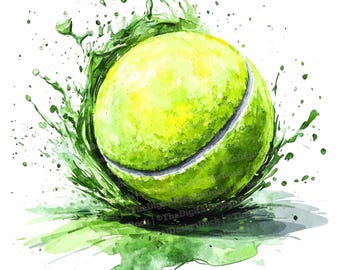 12 cliparts aquarelle balle de tennis, éclaboussures de balle de