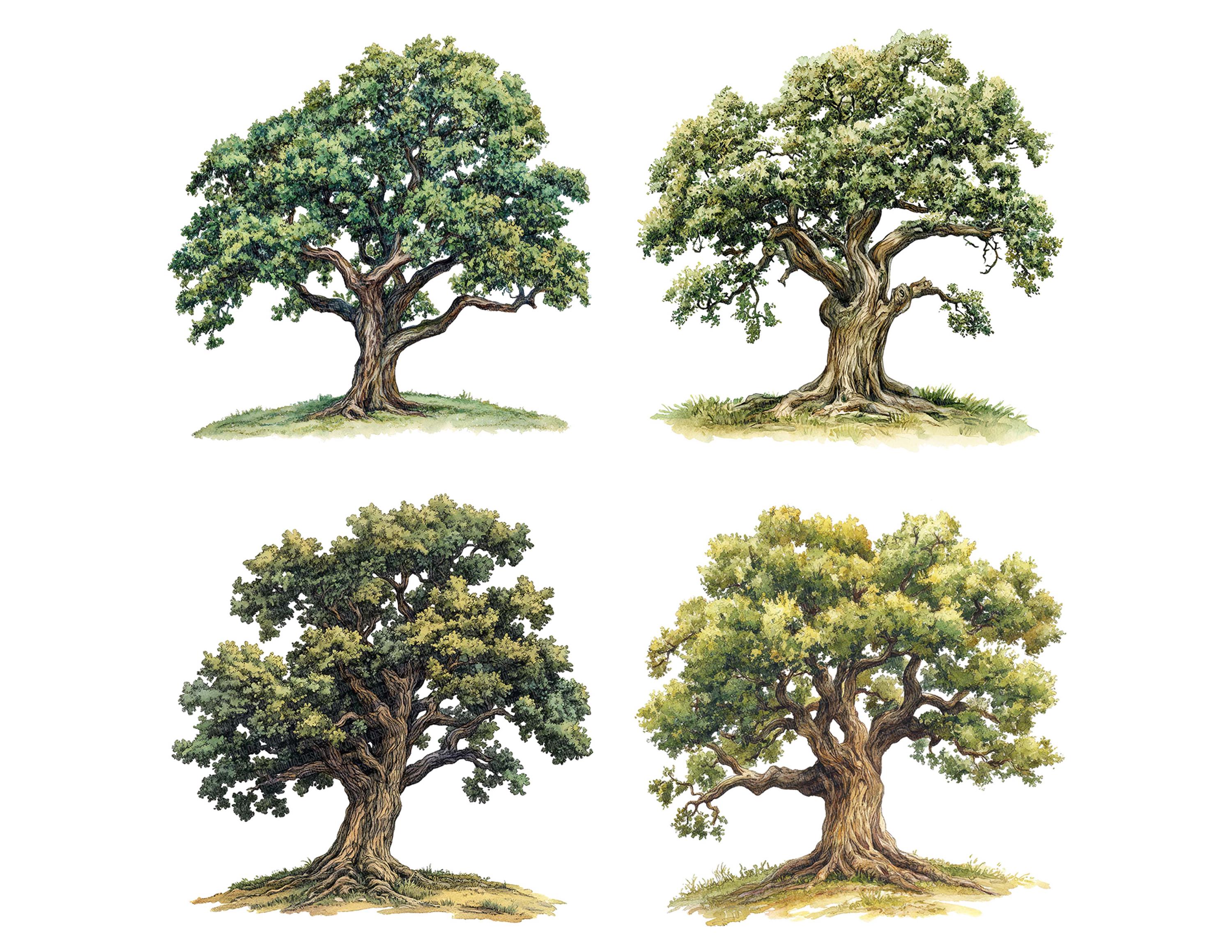 Old Oak Tree PNG Clipart, 12x Watercolor Tree Clip Art Set, Printable  Nature Illustration, Digital Download, Scrapbooking, Paper Crafts - Etsy  New Zealand, image size:3000x2319