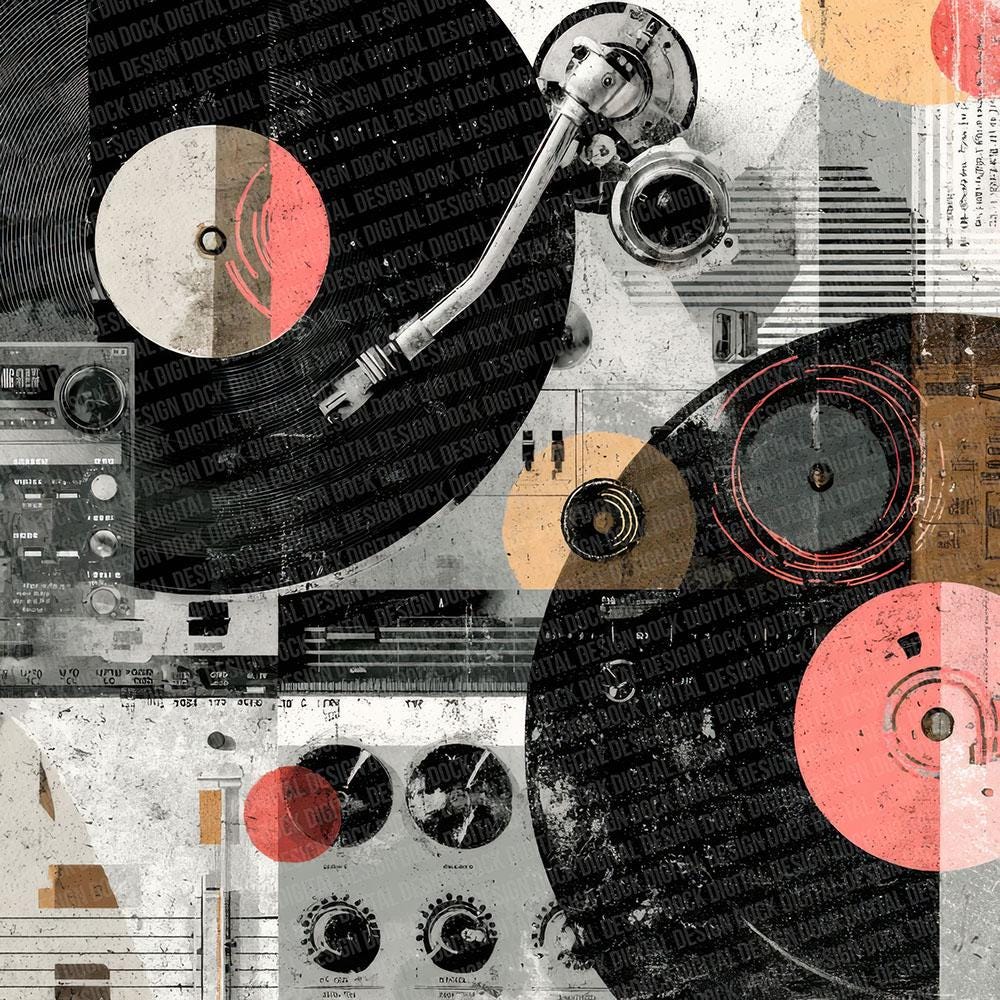 DJ Record Player Junk Journal Paper Pack 12x Turntable Digital