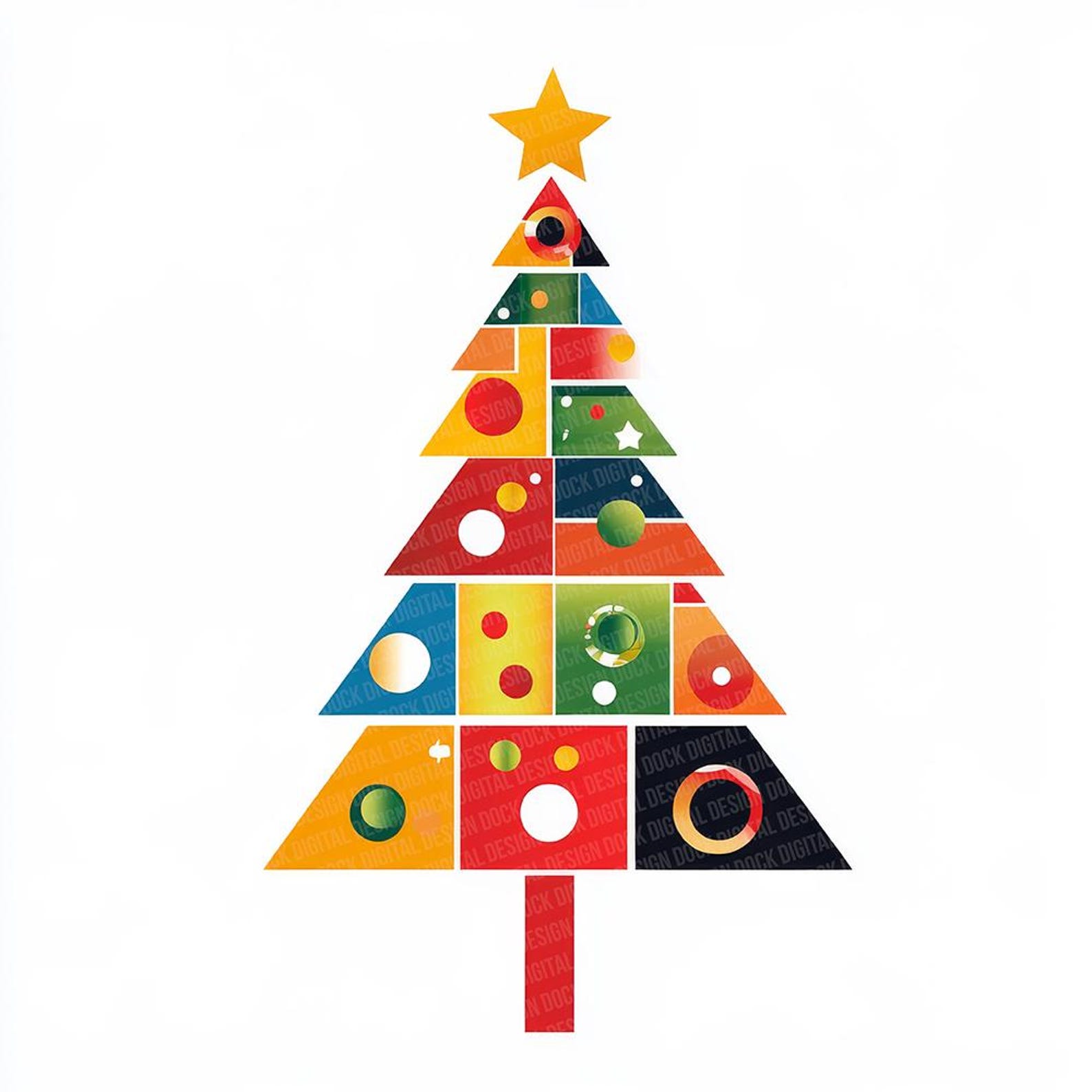 Christmas Tree PNG Clip Art, 12x Geometric Holiday Tree Clipart Set ...