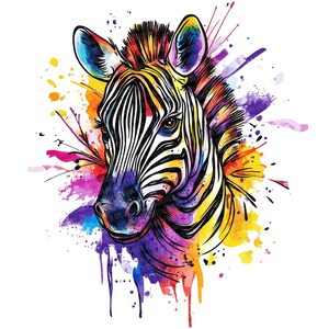 Zebra PNG Clip Art, 12x Watercolor Splatter Zebra Clipart PNG Set ...