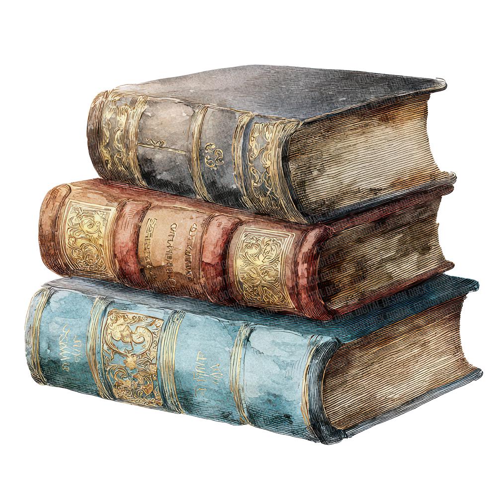 12x Old Books PNG Clipart, Vintage Library Clip Art Set, Printable ...