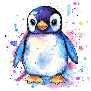 12 Baby Penguin PNG Clipart, Watercolor Arctic Animal Illustration, Printable Clip Art, Digital Download, Junk Journal Supplies,Paper Crafts