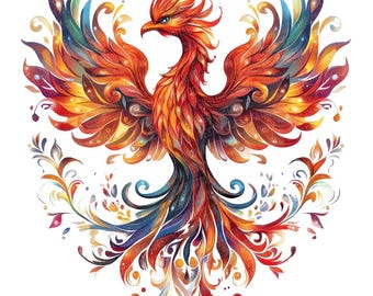 Phoenix PNG Clipart, 12x Colorful Abstract Phoenix Illustrations, Printable Clip Art Set, Digital Download, Paper Crafts,Junk Journal Bundle