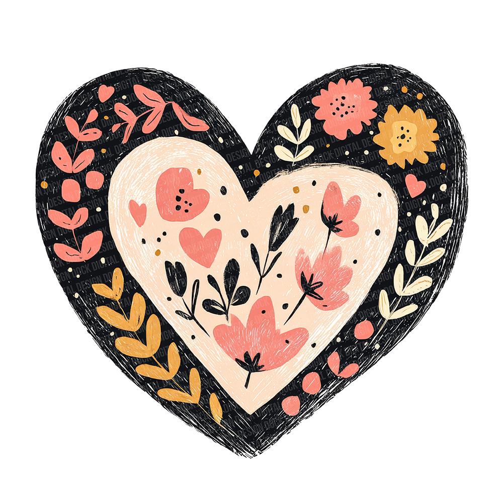 Valentine's Day Heart PNG Clipart,12x Floral Hearts Clip Art Set ...