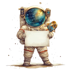 12x Clipart astronauta spaziale, Clipart inviti spaziali, Set di acquerelli, JPG di alta qualità stampabili, Download digitale, Invito di compleanno
