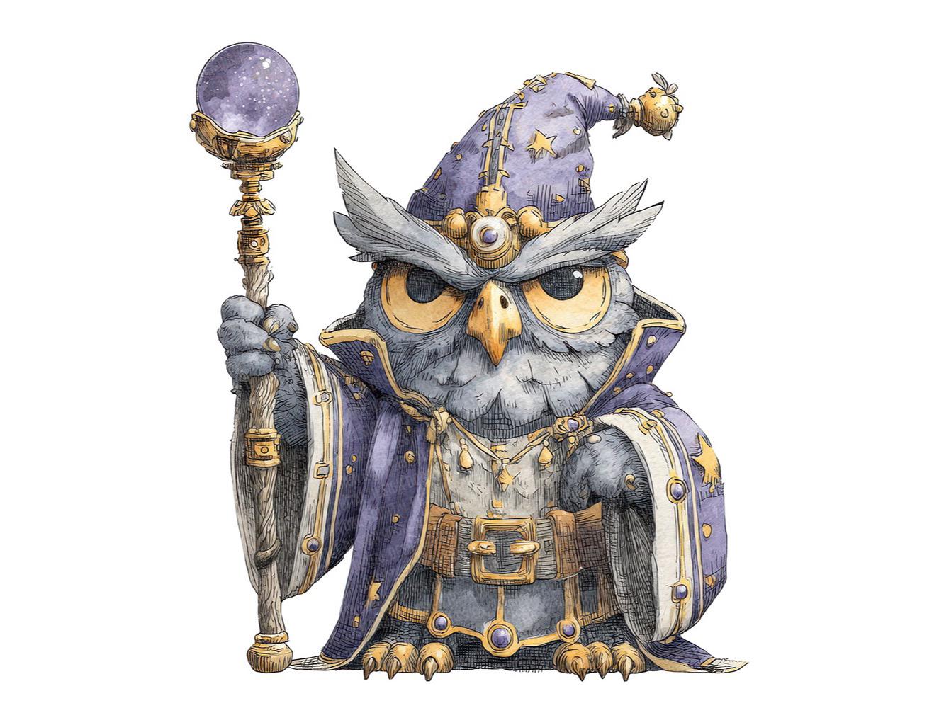 Owl Wizard PNG Clipart, 12x Magical Owl Clip Art, Printable Watercolor ...