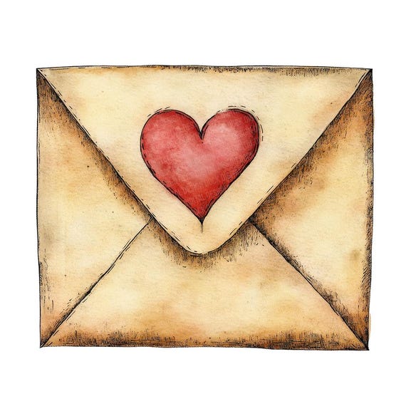 Love Letter PNG Clipart, 12x Vintage Envelope Clip Art Set, Printable Watercolor Clip Art, Paper Crafts,Digital Download,Junk Journal Bundle