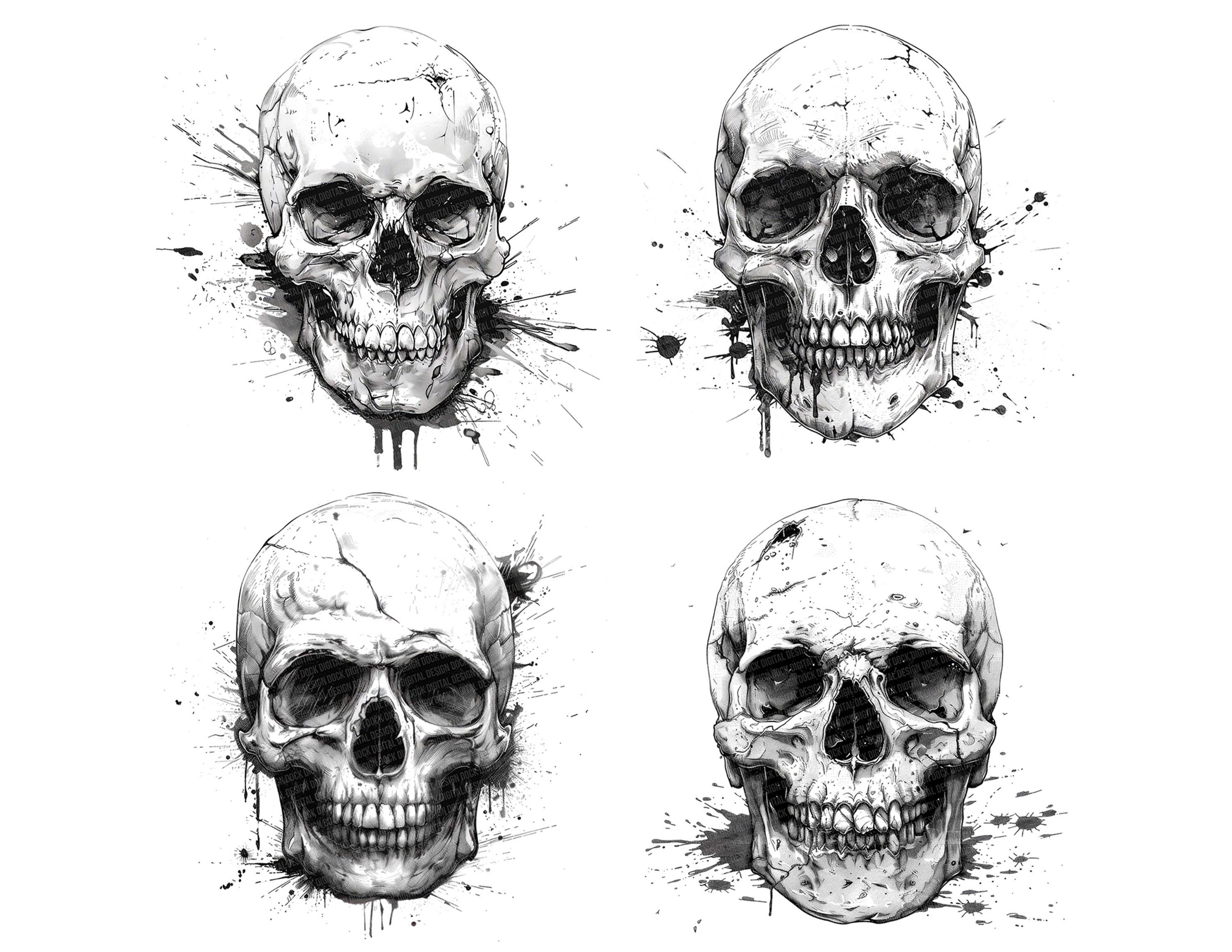 Schedel clipart, 12 x inkttekening schedel kunst set, afdrukbare gotische  tattoo kunst, transparante achtergrond png, digitale download, donkere  kunst ambachten - Etsy België, image size:3000x2319