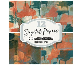 12x Seamless Infrared Harpsichord Junk Journal Paper Terracotta Sage Digital Paper Pack Distressed Texture Scrapbook Paper Digital Download