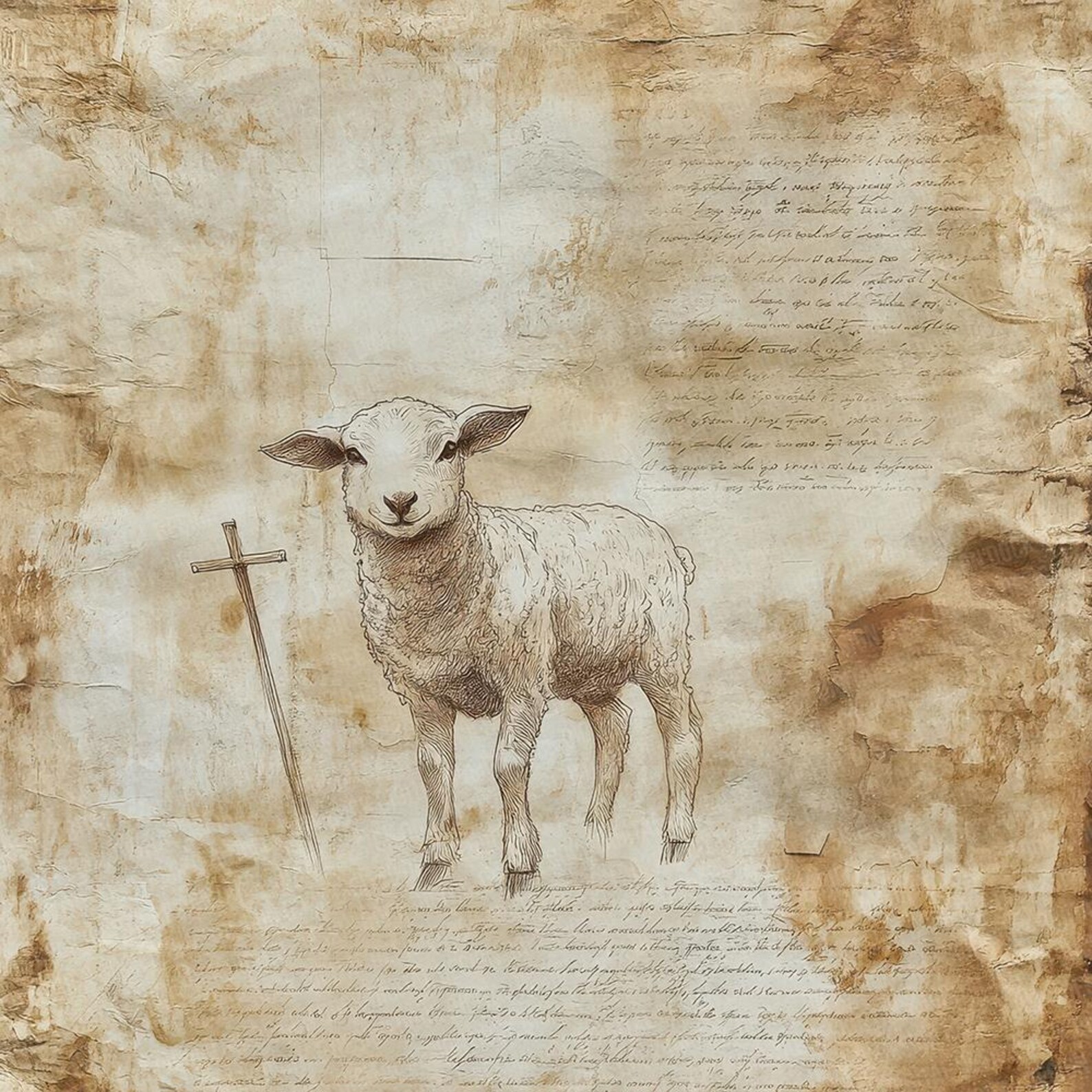 Shepherd Script 12x Lamb Shepherd Script Junk Journal Paper Christian Digital Paper ...