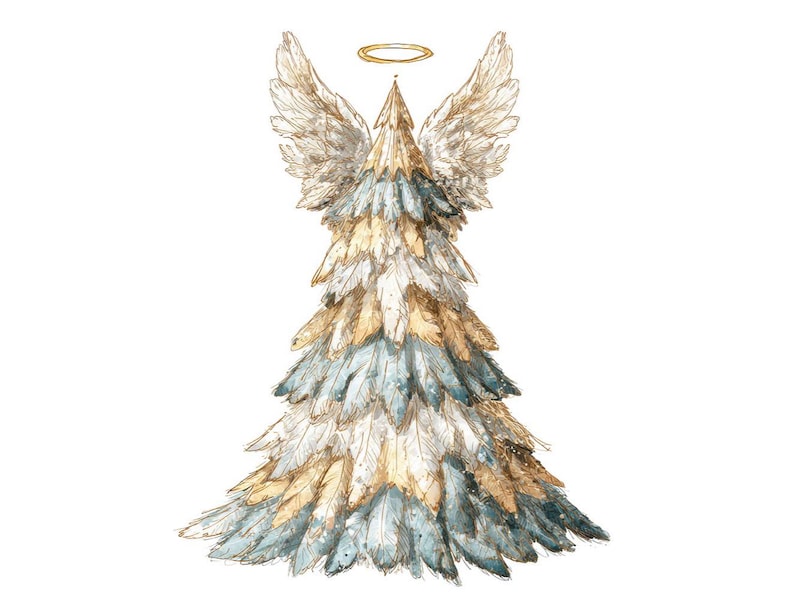 Angel Christmas Tree PNG Clipart, 12x Winged Holiday Trees Clip Art Set ...