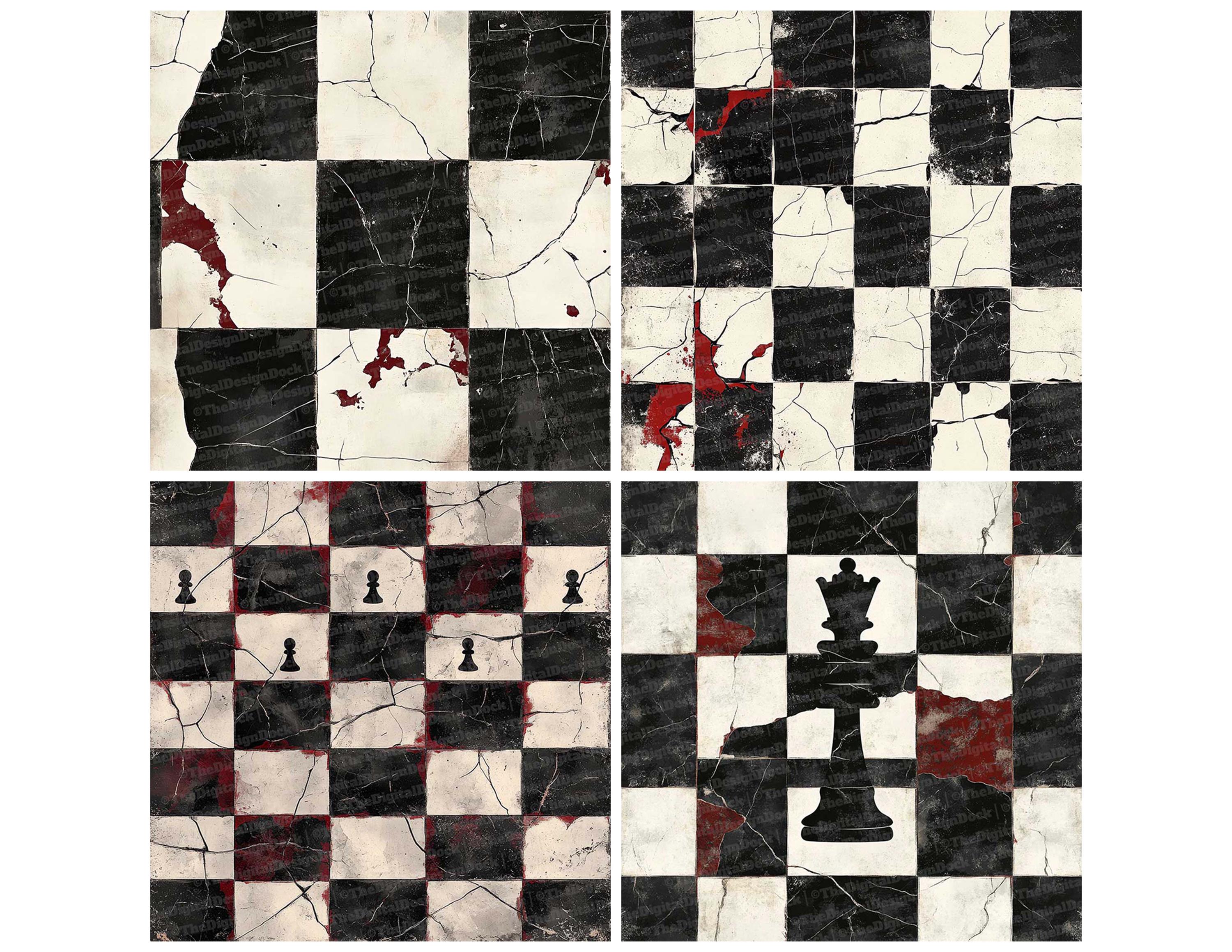 12x Grunge Chess Junk Journal Paper, Vintage Game Digital Paper Pack ...