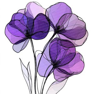 Fioletowy kwiat PNG Clip Art, 12x Abstrakcyjny fioletowy kwiatowy zestaw Clipart, Wydrukowalny akwarelowy Clip Art, Papierowe rzemiosło, Pobieranie cyfrowe, Dziennik śmieci