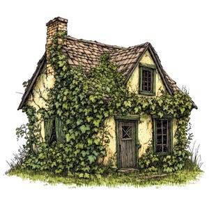 12 imágenes prediseñadas de cabañas abandonadas, conjunto de imágenes prediseñadas de casas abandonadas, imágenes prediseñadas de acuarela imprimibles, descarga digital, diario basura, manualidades de papel