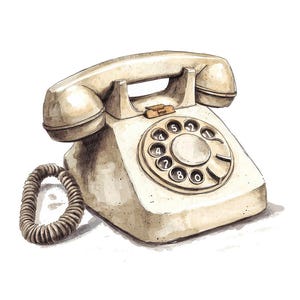 Rotary Telephone PNG Clipart, 12x Vintage Phone Clip Art, Printable Watercolor Clip Art, Paper Crafts, Digital Download, Junk Journal Bundle