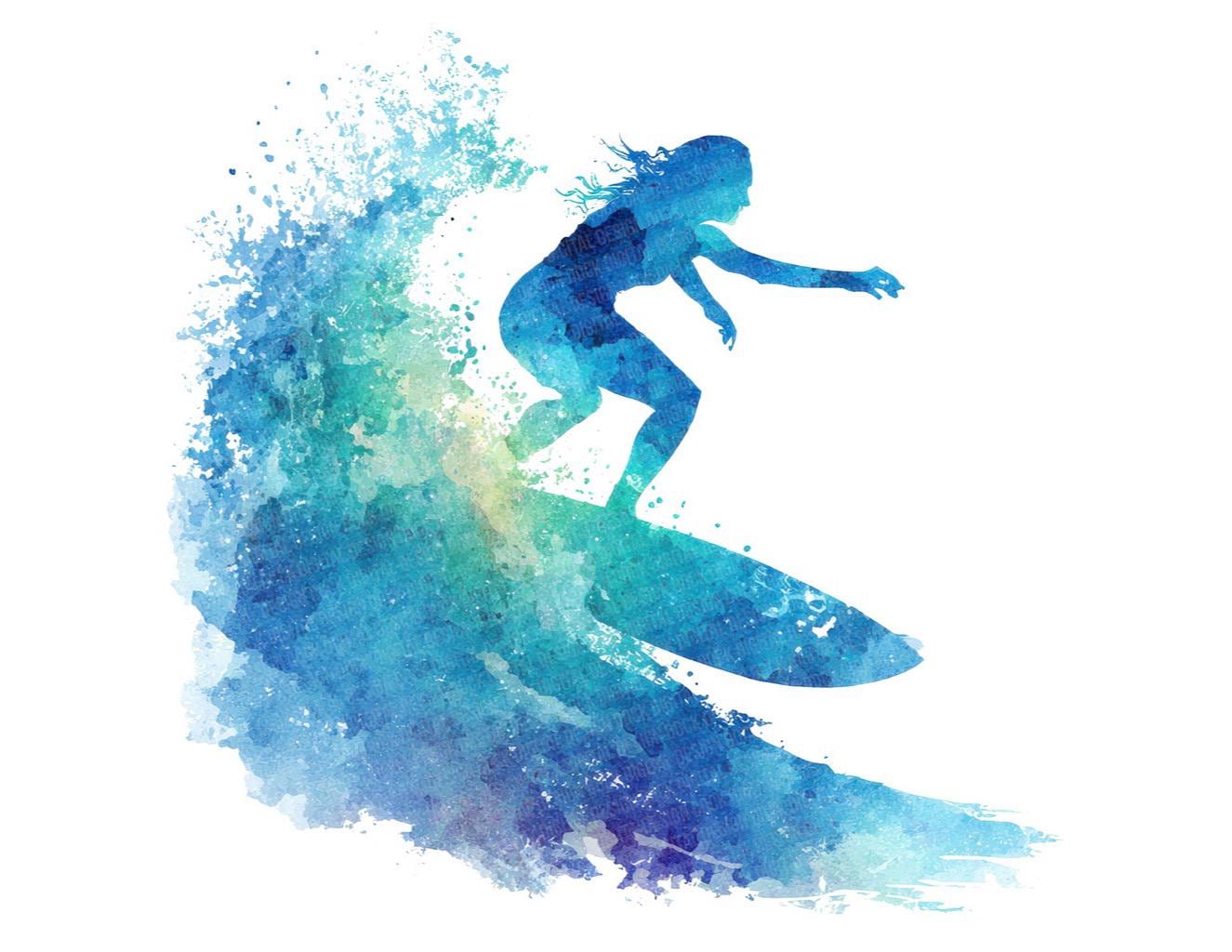 Surfer PNG Clipart, 12x Watercolor Wave Rider Art Set, Printable