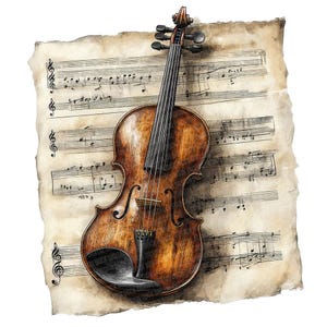 12 x clipart violon aquarelle, partition de musique classique PNG, clipart imprimable, téléchargement numérique, scrapbooking, fabrication de cartes, musique éphémère