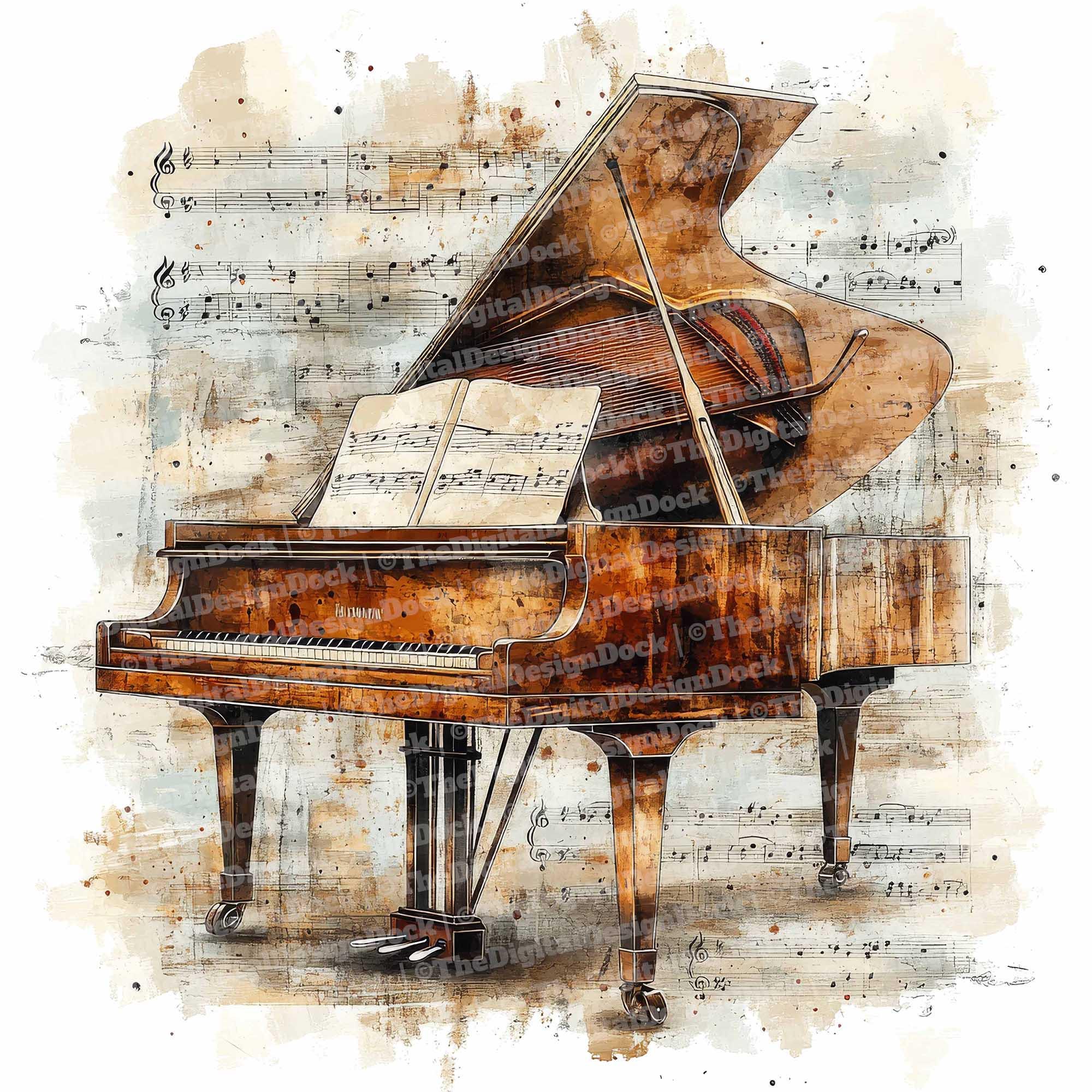 小澤一雄 (ozart)「PIANO PIANO PIANO」CARTOON Cartoon Illustration Piano Grand Piano Clip Stock Vector