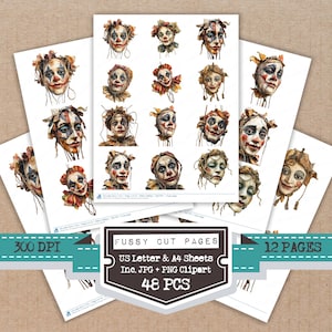 Wooden Puppet with Strings Fussy Cut Sheets, 12x Printable Pages, Junk Journal Cut Outs, Card Making Ephemera, Print and Cut, Digital