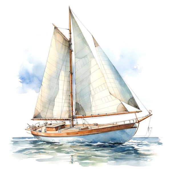 Vintage Segelboot Clipart, 12 JPGs, Segelboot Clip Art, druckbares Bild, Illustration, Wandkunst, digitaler Download, Junk Journals, Grafiken