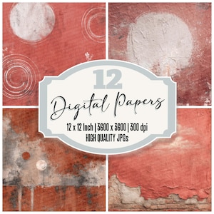 12x Red Wax Stamp Flicker Overlay Junk Journal Paper Grunge Texture Digital Download High Quality JPGs Printable Backgrounds