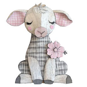 Pastel Gingham Lamb Clipart, 12x Cute Lamb Clip Art Set, Printable Watercolor Clip Art, Paper Crafts, Digital Download, Transparent PNG