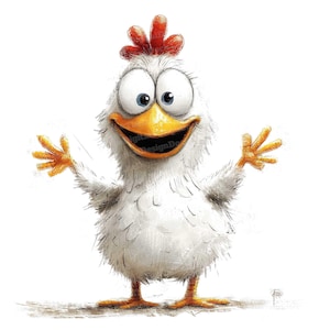 Huhn Cartoon Clipart, lustige Bauernhof Tiere Clipart, druckbare Aquarell JPGs, digitaler Download, Kartenherstellung, Junk Journals, lustige Hühner