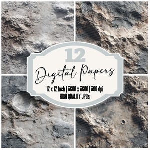 12x Moon Crater Grain Junk Journal Paper Digital Paper Pack Space Texture Backgrounds Printable Ephemera Scrapbook Paper JPGs